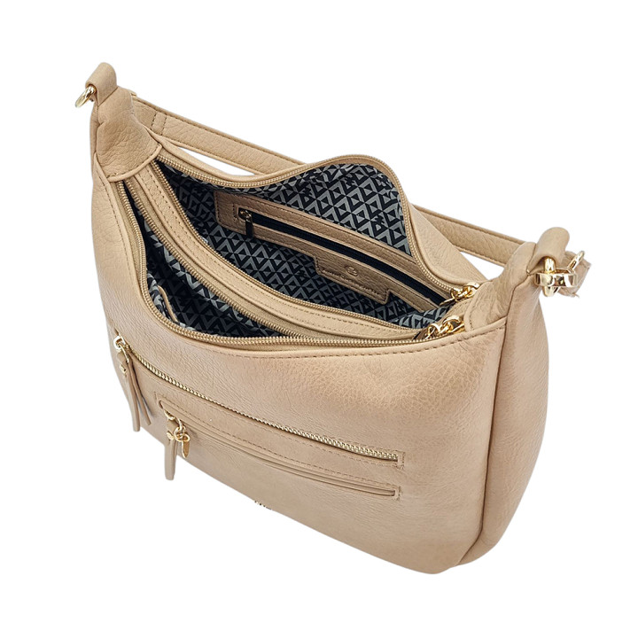 Bežový dámský vak 2 samostatné komory LULU CASTAGNETTE