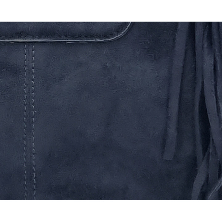 Černá semišová kabelka typu messenger s třásněmi GALLANTRY