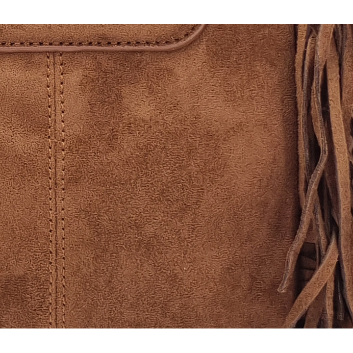 Hnědá semišová kabelka typu messenger s třásněmi GALLANTRY