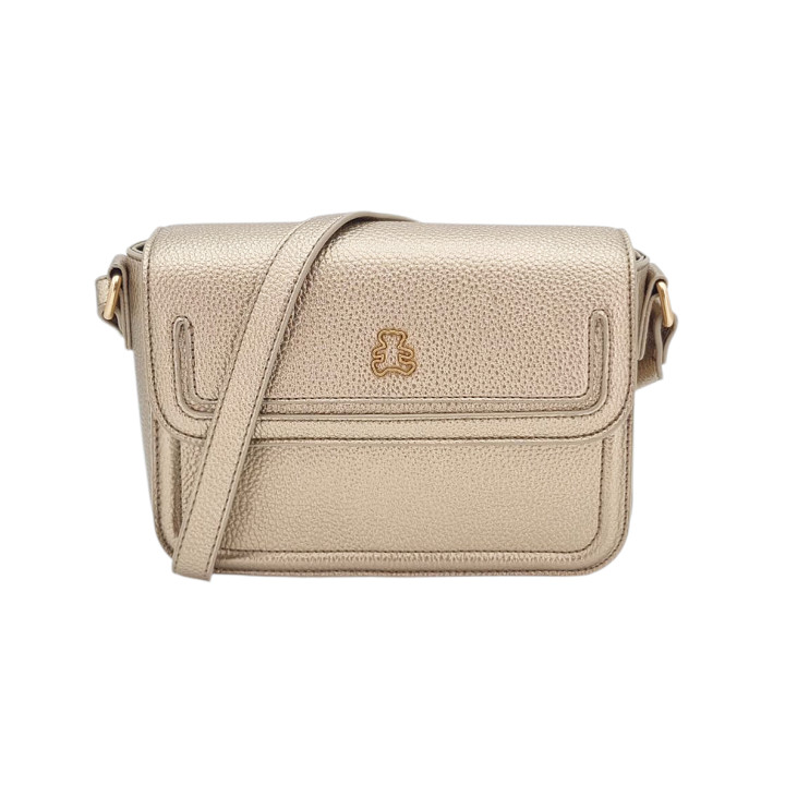 Zlatá kabelka s klopou a medvídkem LULU CASTAGNETTE