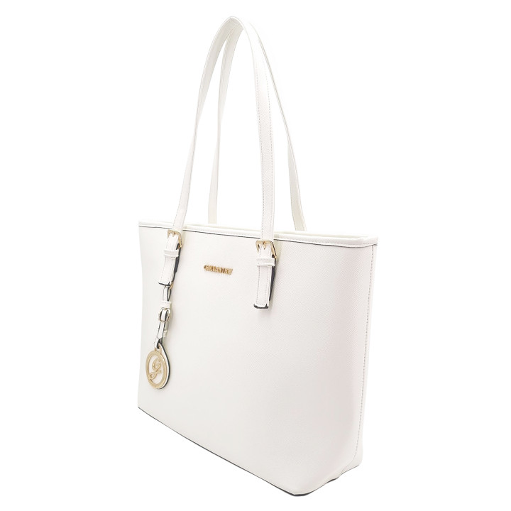 Bílá prostorná dámská taška A4 z ekologické kůže GALLANTRY