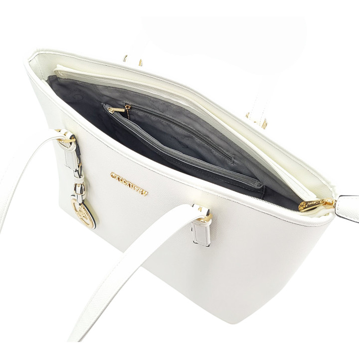 Bílá prostorná dámská taška A4 z ekologické kůže GALLANTRY