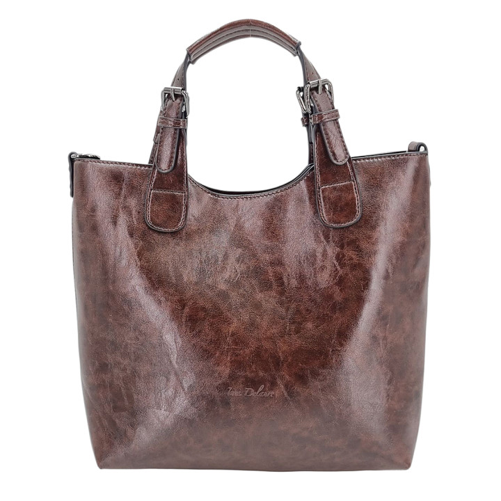 Hnědá mramorovaná klasická dámská kabelka INES DELAURE