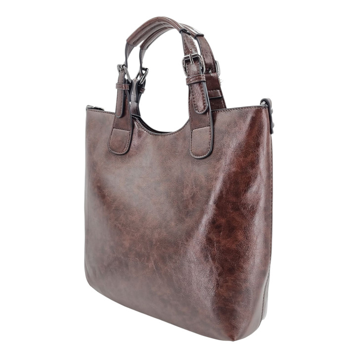 Hnědá mramorovaná klasická dámská kabelka INES DELAURE