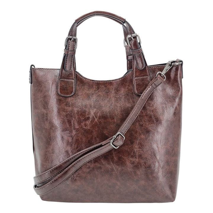 Hnědá mramorovaná klasická dámská kabelka INES DELAURE