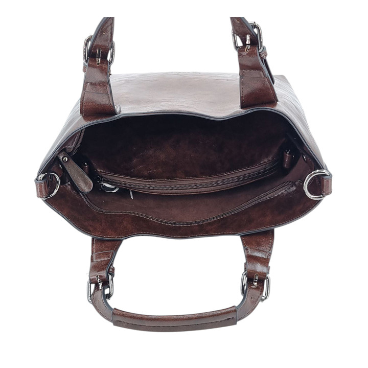 Hnědá mramorovaná klasická dámská kabelka INES DELAURE