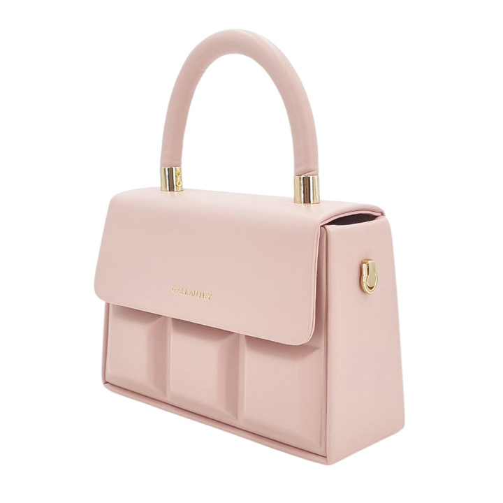 Růžová společenská kabelka s uchem a nastavitelným páskem GALLANTRY
