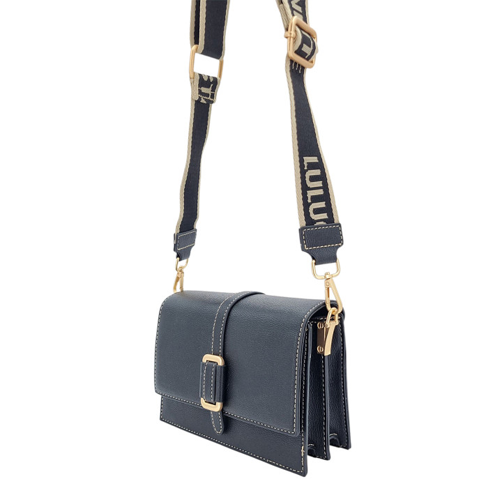 Černá taška přes rameno s klopou, 2 přihrádky LULU CASTAGNETTE