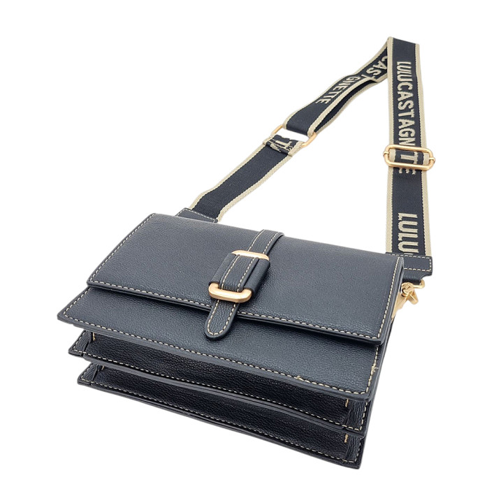 Černá taška přes rameno s klopou, 2 přihrádky LULU CASTAGNETTE