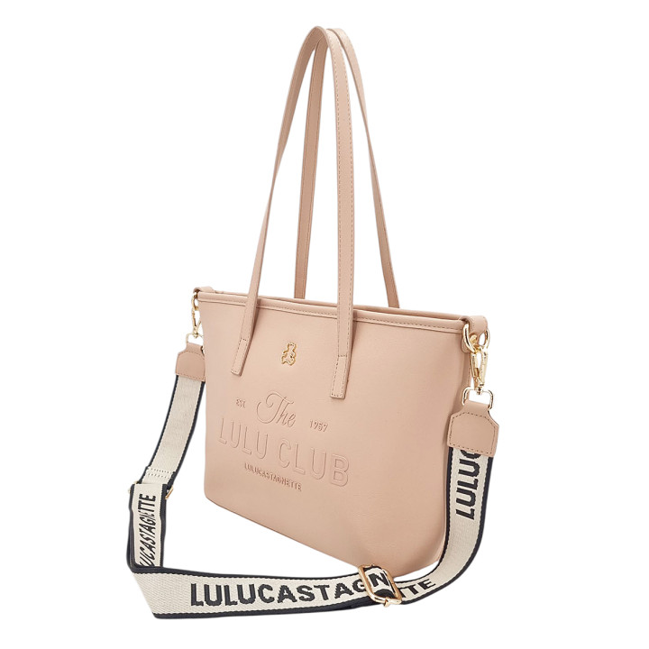 Růžová nákupní taška s popruhem LULU CASTAGNETTE