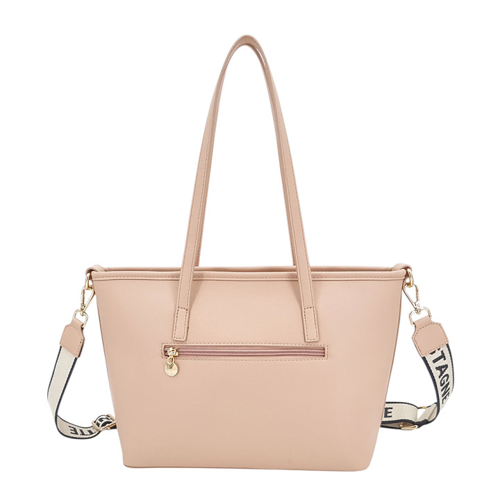 Růžová nákupní taška s popruhem LULU CASTAGNETTE