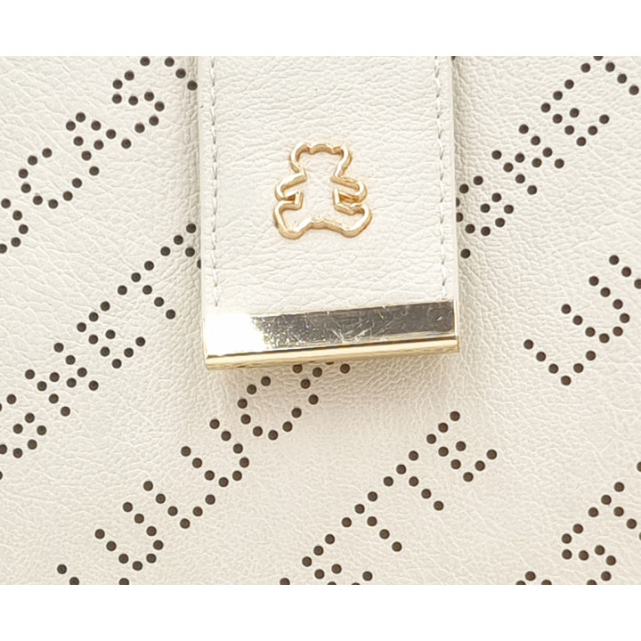 Krémová kabelka typu messenger bag, 3 přihrádky, ekologická kůže LULU CASTAGNETTE