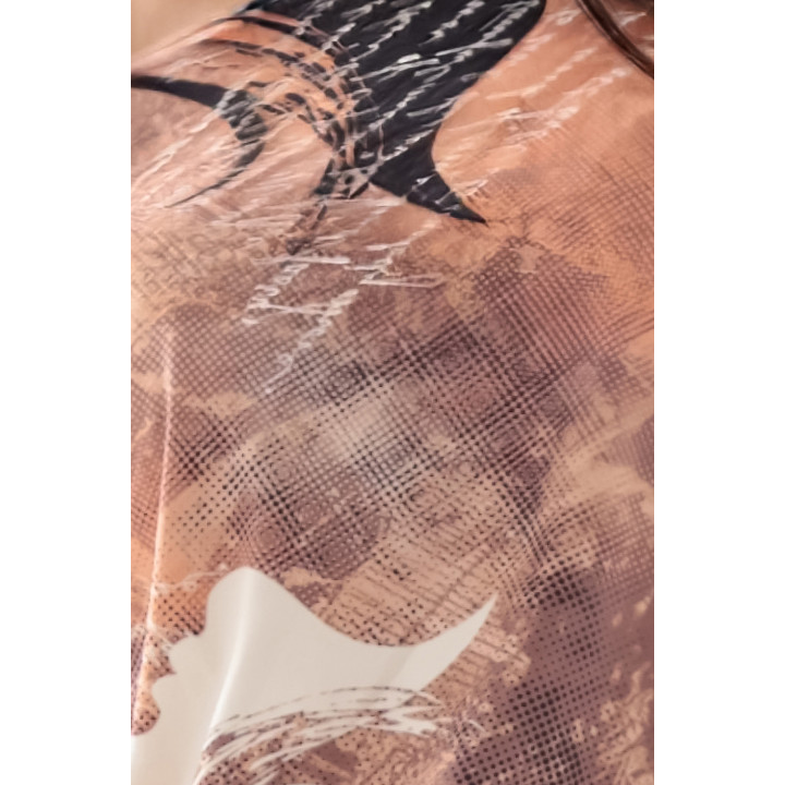 Sportovní šaty s kapsami a zavazováním – měděný vzor s nápisy