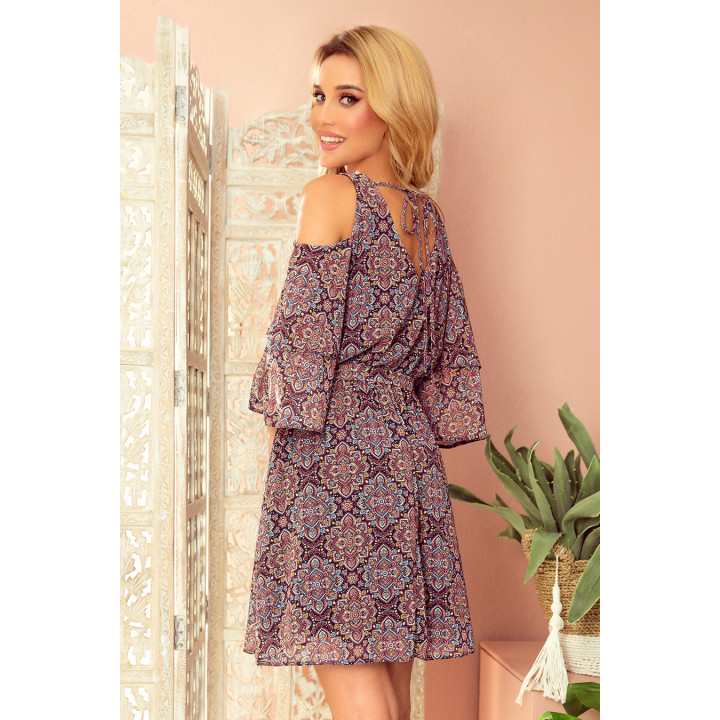 MARINA vzdušné šaty s výstřihem -  MAROKÁNSKÝ VZOR