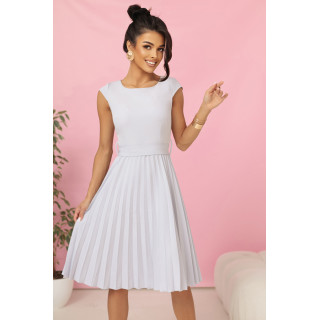 LILA Plisovaná sukně s krátkými rukávy a páskem – ŠEDÁ