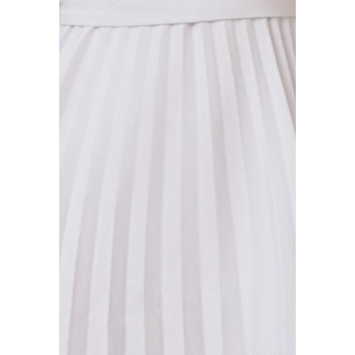 LILA Plisovaná sukně s krátkými rukávy a páskem – ŠEDÁ