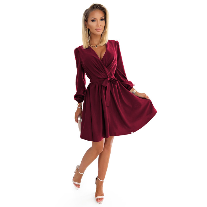 BINDY Ženské šaty s výstřihem - BORDÓ