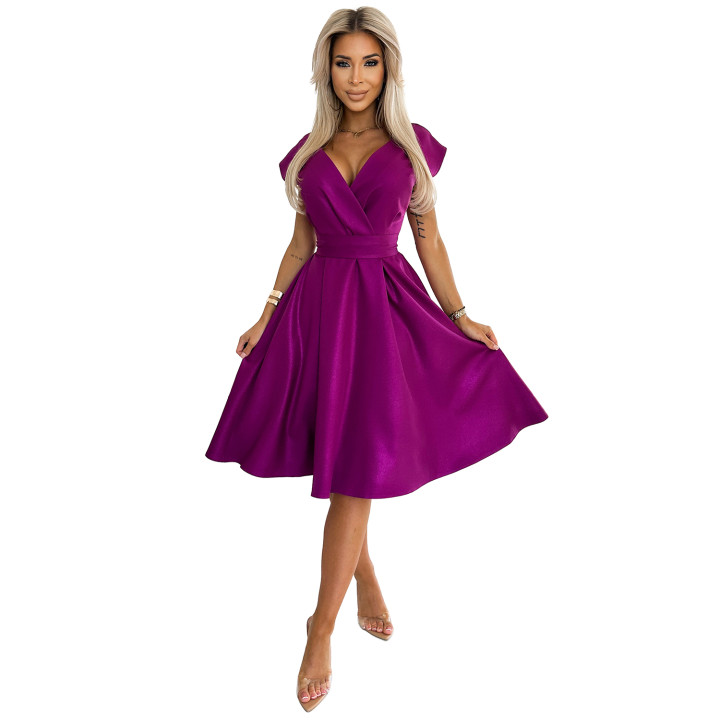 Růžové šaty SCARLETT s zavinovacím výstřihem - FUCHSIOVÉ SE TŘPYTKAMI