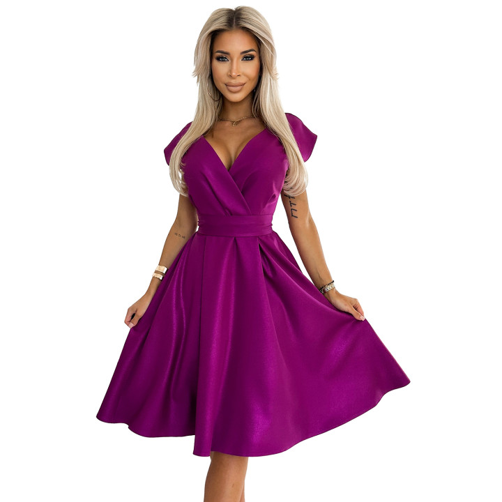 Růžové šaty SCARLETT s zavinovacím výstřihem - FUCHSIOVÉ SE TŘPYTKAMI